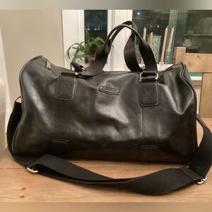 MEN’S FOSSIL BRAND BLACK LEATHER DUFFLE TRAVEL LARGE BAG